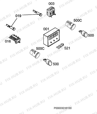 Взрыв-схема плиты (духовки) Electrolux EOB33000X - Схема узла Functional parts