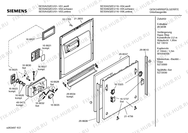 Схема №6 SE55A432EU с изображением Вкладыш в панель для посудомойки Siemens 00435536