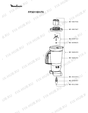 Взрыв-схема кухонного комбайна Moulinex FP3011B1/70 - Схема узла TP003109.7P3