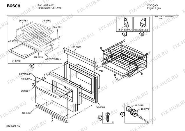 Схема №4 P00165KE3 с изображением Рамка для духового шкафа Bosch 00186093