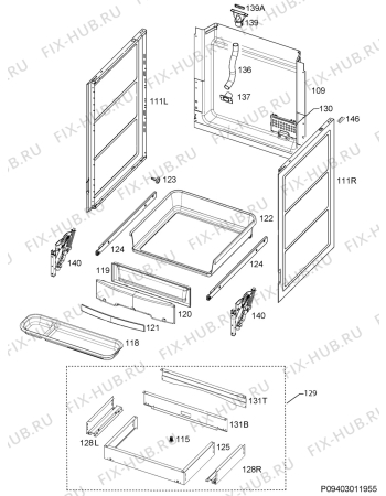 Взрыв-схема плиты (духовки) Electrolux EKI7551BOX - Схема узла Housing 001