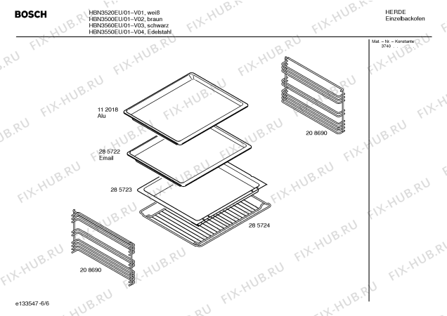 Взрыв-схема плиты (духовки) Bosch HBN3560EU - Схема узла 06