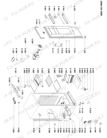 Схема №1 WM1865 A+X с изображением Корпусная деталь для холодильника Whirlpool 481055452733