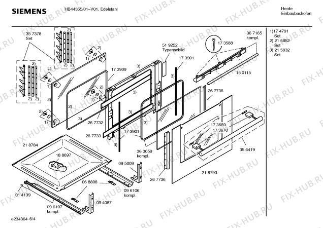 Взрыв-схема плиты (духовки) Siemens HB44355 - Схема узла 04