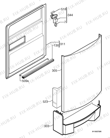 Взрыв-схема посудомоечной машины Electrolux ESF6145X - Схема узла Door 003