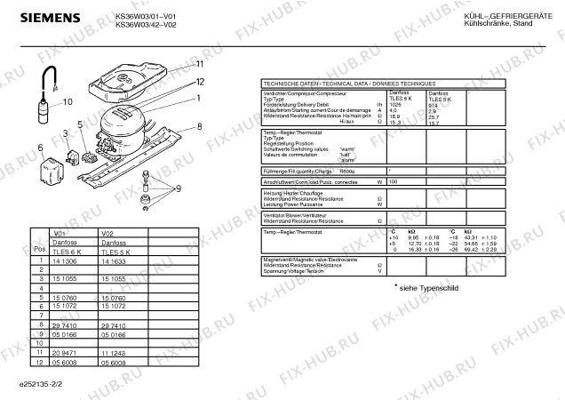 Схема №2 KS36W03 с изображением Передняя панель для холодильной камеры Siemens 00298558