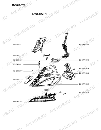 Схема №1 DW5122F1 с изображением Клавиша для электропарогенератора Rowenta RS-DW0392