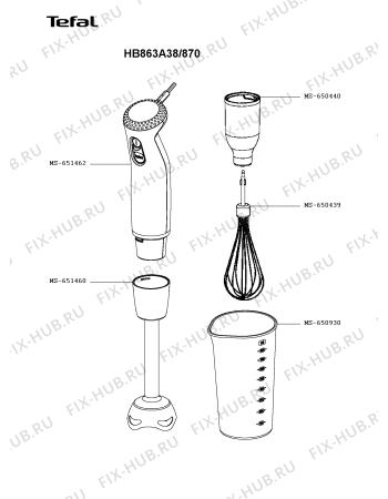 Схема №2 HB866A38/870 с изображением Двигатель (мотор) для электроблендера Tefal MS-651462