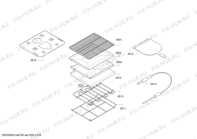 Схема №5 BO241211 с изображением Решетка для электропечи Bosch 11008830