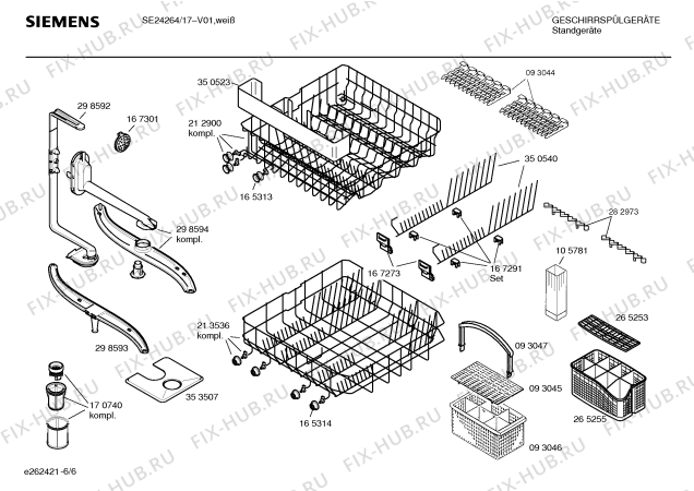 Взрыв-схема посудомоечной машины Siemens SE24264 - Схема узла 06