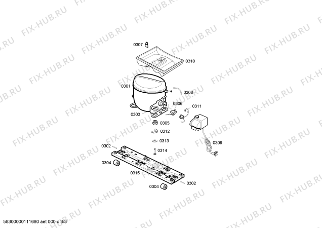 Взрыв-схема холодильника Bosch KSR315006X BOSCH - Схема узла 03