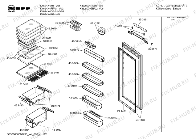 Схема №2 K4624X4FF с изображением Инструкция по эксплуатации для холодильника Bosch 00598118