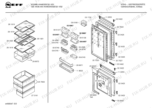 Схема №3 K4463X0IE с изображением Дверь для холодильной камеры Bosch 00208244
