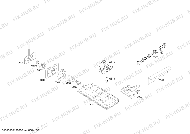 Взрыв-схема плиты (духовки) Bosch HSK47P31E9 LBF3 II SILVER PISO CKD (LC-10) - Схема узла 05