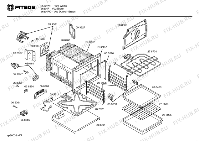 Схема №4 7680PK с изображением Переключатель для электропечи Bosch 00068381