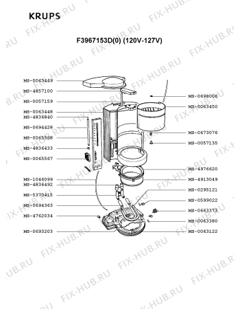 Взрыв-схема кофеварки (кофемашины) Krups F3967153D(0) - Схема узла 7P001825.9P2
