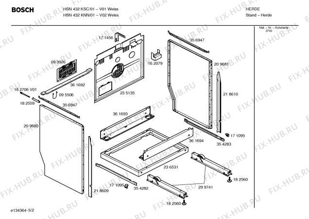 Схема №5 HSN432KNN с изображением Инструкция по эксплуатации для духового шкафа Bosch 00581090