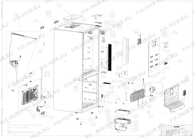 Взрыв-схема холодильника Beko CN151120 (7284046913) - FOAMED CABINET (K74505NE)