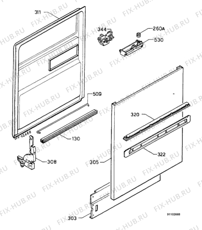 Взрыв-схема посудомоечной машины Zanussi ID6244S - Схема узла Door 003