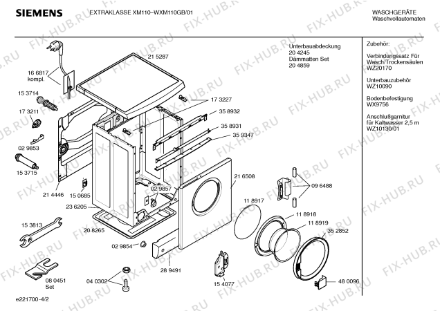 Схема №4 WXLS1230II SIEMENS SIWAMAT XLS 1230 с изображением Крышка для стиральной машины Siemens 00173211