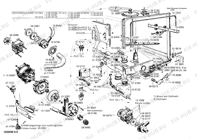 Взрыв-схема посудомоечной машины Bosch 0730104586 GV121S - Схема узла 02