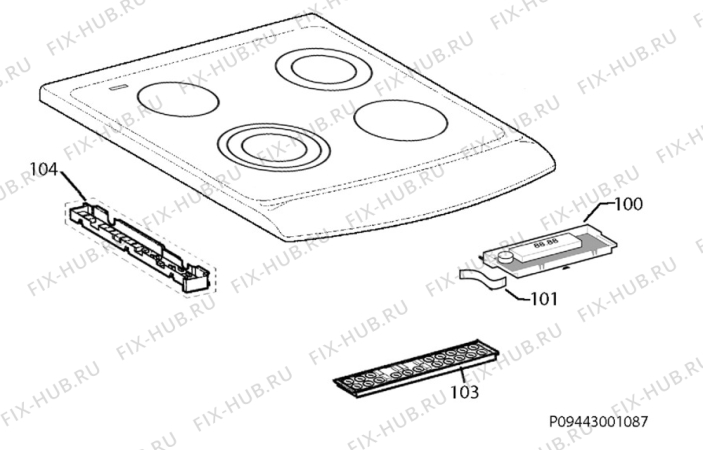 Взрыв-схема плиты (духовки) Electrolux EKC607601X - Схема узла Command panel 037