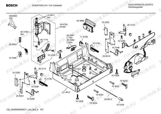 Взрыв-схема посудомоечной машины Bosch SGI09T05EU GV637 T-Steuerung - Схема узла 05