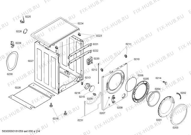 Взрыв-схема стиральной машины Bosch WAE201681W Classixx 6.5 - Схема узла 02