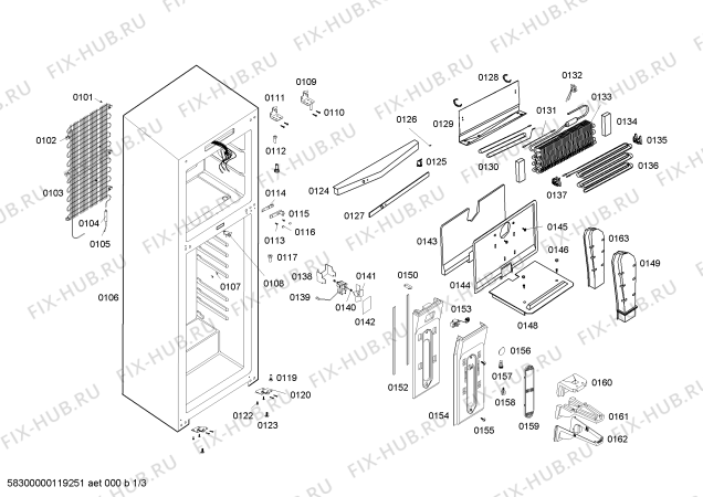 Схема №3 RN23B7C19B GENERAL PLUS с изображением Планка ручки для холодильной камеры Bosch 00444355