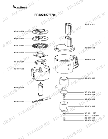 Взрыв-схема кухонного комбайна Moulinex FP822127/870 - Схема узла 1P005385.7P2