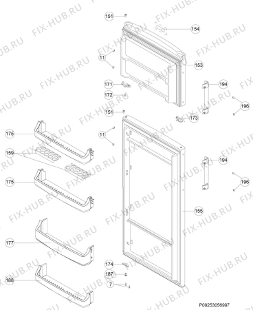 Взрыв-схема холодильника Zanussi ZRT34200XA - Схема узла Door 003