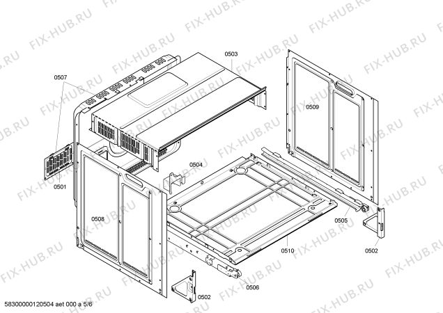 Взрыв-схема плиты (духовки) Bosch HBN344551S - Схема узла 05