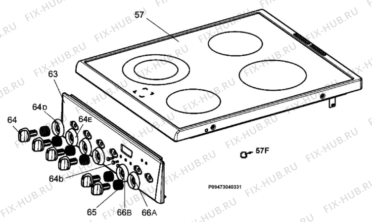 Взрыв-схема плиты (духовки) Electrolux EKC513502W - Схема узла Section 4