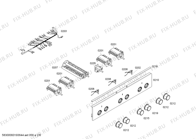 Взрыв-схема плиты (духовки) Bosch HSA720120 - Схема узла 02