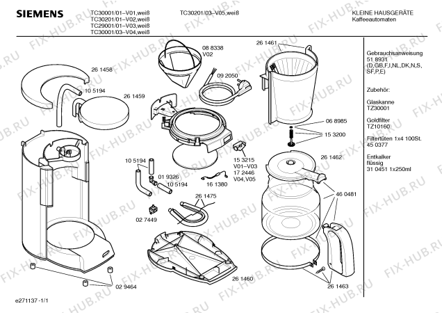 Схема №1 TKA1915 с изображением Терморегулятор для кофеварки (кофемашины) Siemens 00027449