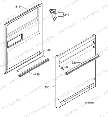 Взрыв-схема посудомоечной машины Faure LVI761B - Схема узла Door 003