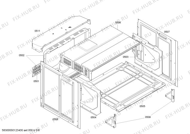 Взрыв-схема плиты (духовки) Bosch HBN770551F - Схема узла 05