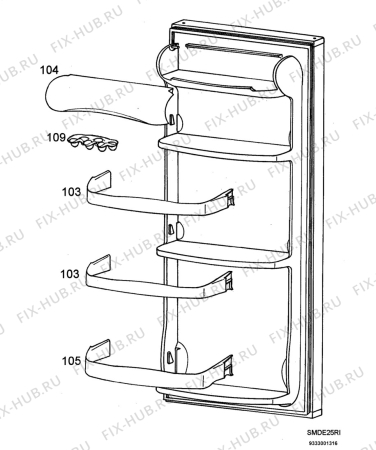 Взрыв-схема холодильника Zanussi ZC243R - Схема узла Door 003