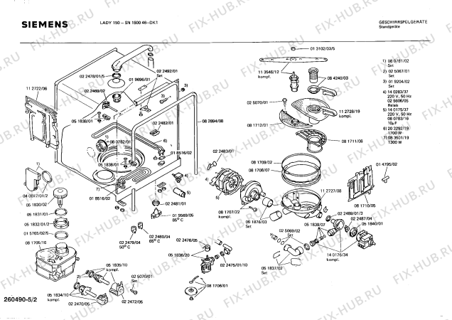 Взрыв-схема посудомоечной машины Siemens SN150046 - Схема узла 02