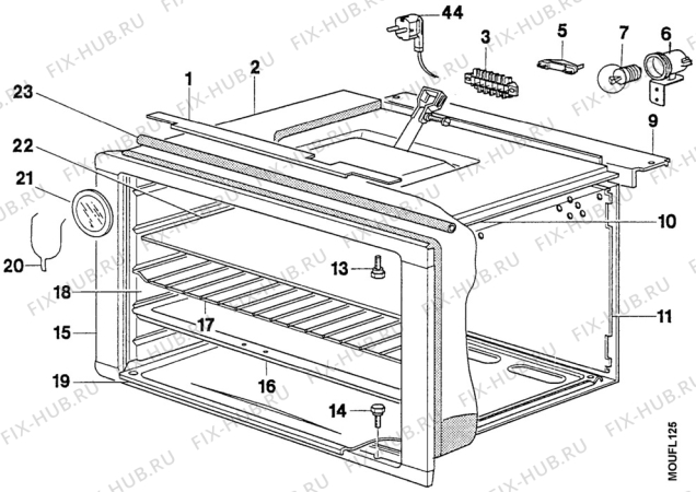 Взрыв-схема плиты (духовки) Arthurmartinelux CG6840-1 - Схема узла Oven body