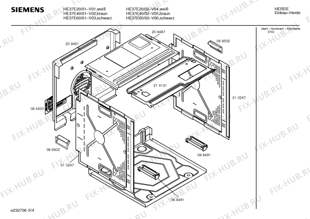 Схема №5 HE37E50 с изображением Инструкция по эксплуатации для плиты (духовки) Siemens 00521724