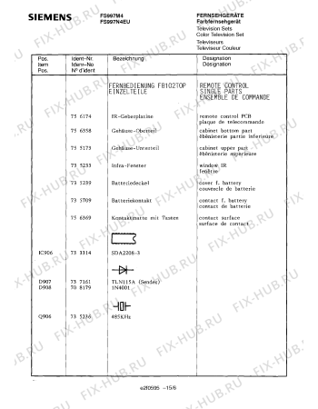 Схема №14 FS997N4EU с изображением Сервисная инструкция для телевизора Siemens 00535390