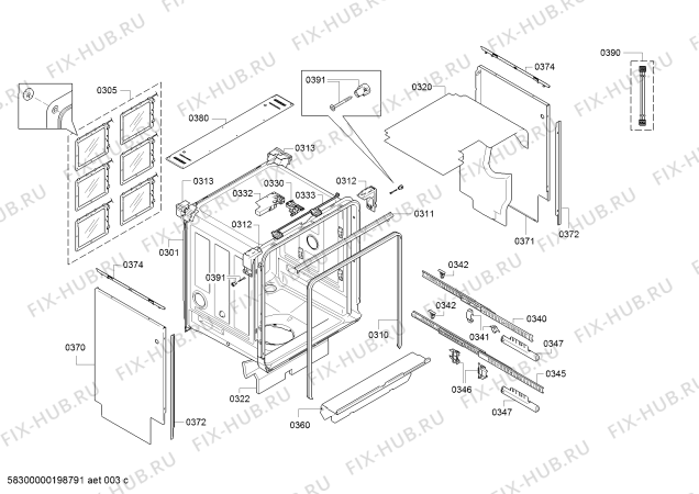 Взрыв-схема посудомоечной машины Gaggenau DF480161F - Схема узла 03