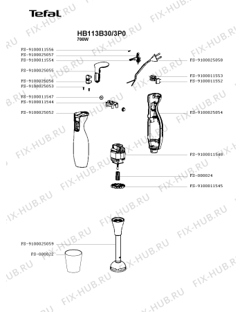Схема №1 HB114B30/3P0 с изображением Мини-ручка для электромиксера Tefal FS-9100025056