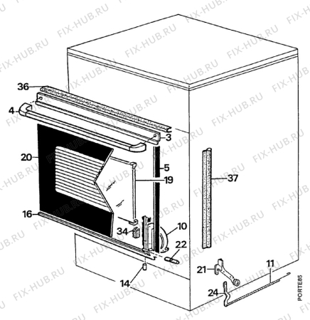 Взрыв-схема плиты (духовки) Zanussi ZC5521W1 - Схема узла Door 003