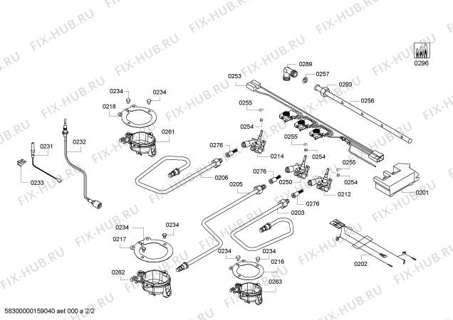 Схема №2 OCA652E ENC.OCA652E 3G+1E PROFILO T60R /2010 с изображением Блок подключения для плиты (духовки) Bosch 00609237