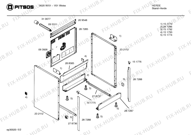 Схема №4 5600W с изображением Переключатель для плиты (духовки) Bosch 00150675