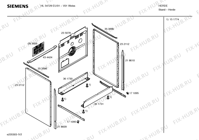 Взрыв-схема плиты (духовки) Siemens HL54729EU - Схема узла 02