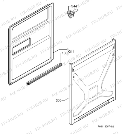 Взрыв-схема посудомоечной машины Electrolux ESL6260RO - Схема узла Door 003