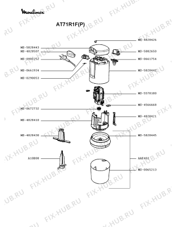 Схема №1 AT71R1F/BFQ с изображением Элемент корпуса для электроблендера Moulinex MS-4828426